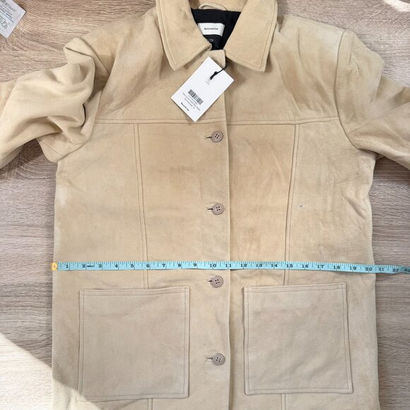 NWT Reformation Veda Lincoln Suede Shirt Jacket in Oat Distressed Tan Small - Picture 10 of 16